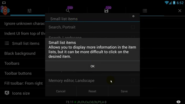 73.11: Small list items for all tabs - GameGuardian