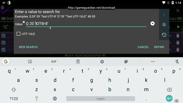 80.0: Text (string, HEX, AoB) search - GameGuardian