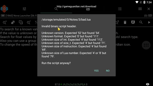 Fix invalid binary script header - GameGuardian